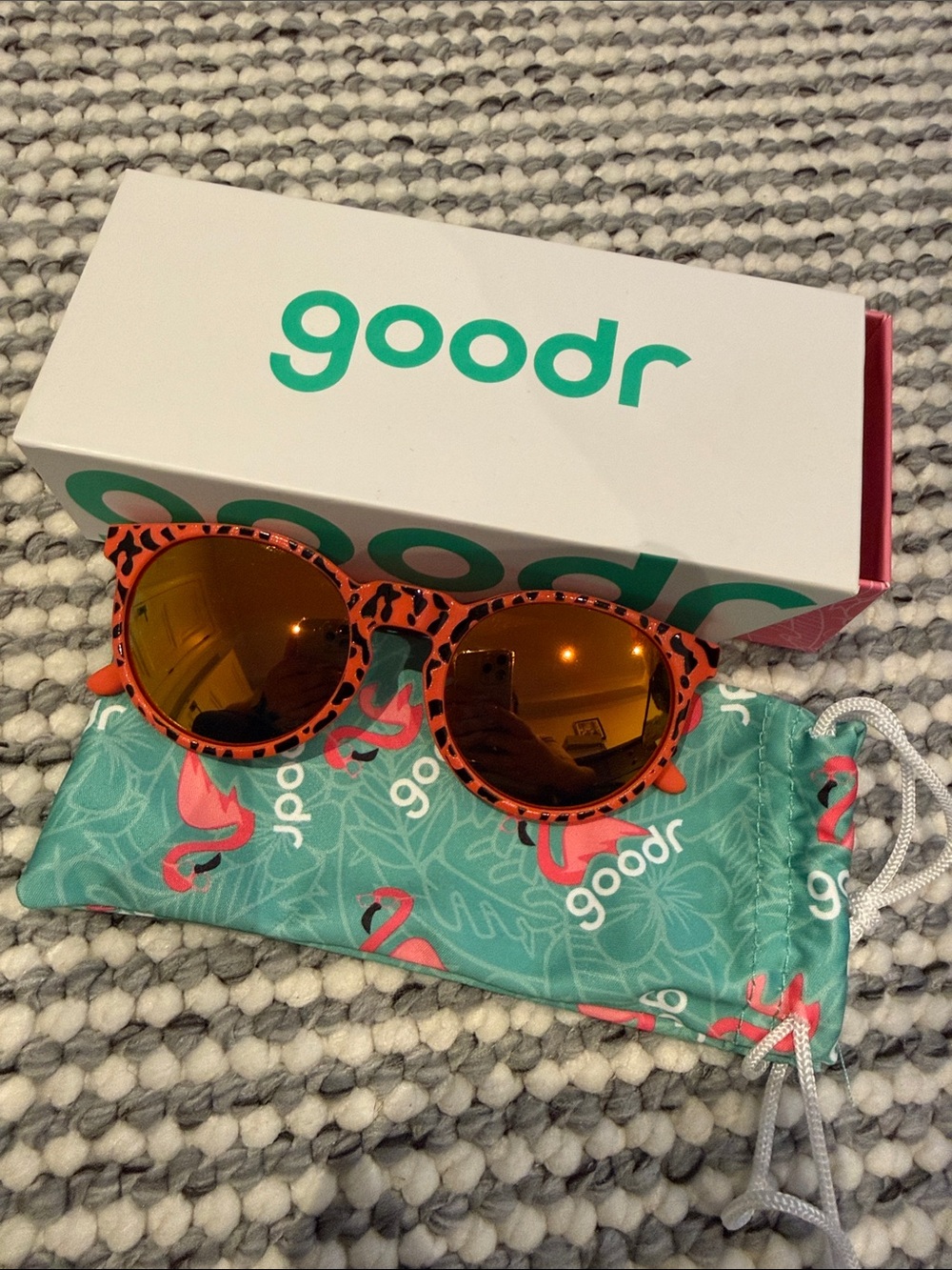 Goodr Kids Orange Leopard Sunglasses with Amber Lenses